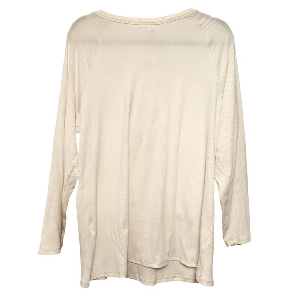 Planet Gold Plus White Egret Ribbed Stretchy Knit Long Sleeve Top Size 3X - Picture 2 of 6